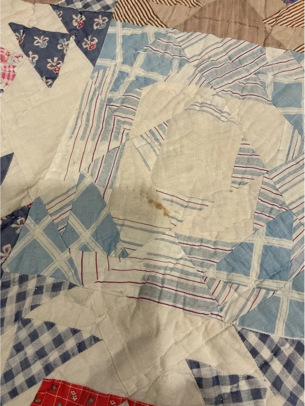 Antique Handmade Quilt 1910s 1920s Feedsack Full Size Heirloom